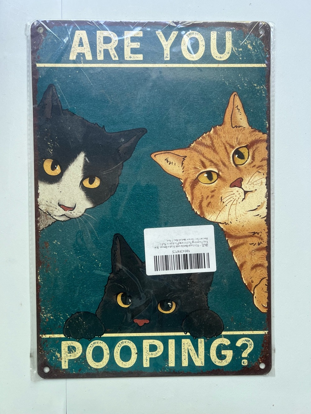 Vintage Bathroom Signs Decor Are You Pooping Bathroom Pictures Wall Decor Cat - Picture 4 of 5